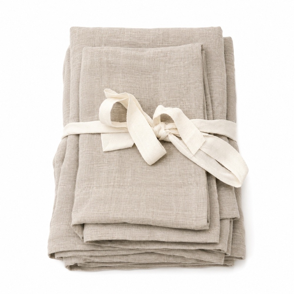 Quince European Linen Pillow Sham Set 3pc Sand 1 Standard 2 Euros NEW